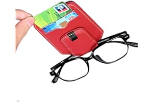 Coolicee Car Storage Glasses Card Holder Neodymium Magnet Glasses Card Storage Genuine Leather Sunglasses Clip Convenient to Secure Car Sun Visor Car Coin 2 in 1 Car Storage Glasses Holder (Red)