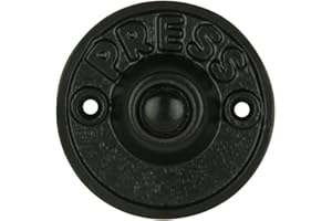 A29 Wired Iron Circular Doorbell Chime Push Button in Black Powder Coat Finish Vintage Decorative Door Bell with Easy Installation