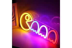 Looklight Enseigne néon de jeu Arcade Neon Light Enseigne néon Ghost pour salle de jeu Décoration murale USB pour chambre à coucher chambre d'enfant Zone de jeu Bar Cadeau de fête de Noël