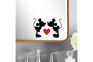 HATCHERABILIA Mickey and Minnie Inspired Love Heart Novelty Small car Stickers, Light Switch Stickers, Laptop Stickers, Mouse Decals (8cm x 6cm)