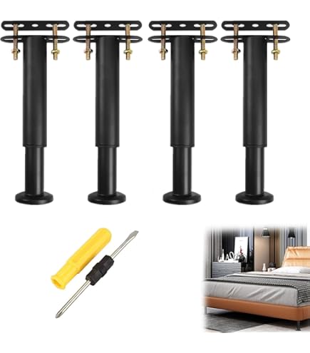 Lot De 4 Pieds Réglables En Métal Rétractables Et Robustes Pour Lit Et