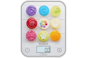 Tefal, Balance de cuisine électronique, Optiss, Écran rétroéclairé facile à lire, Résistance aux rayures, Capacité de 5kg, Blanc, BC50D4V0