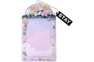 DEFGNOP Stray Kids Fotokartenhalter Schlüsselanhänger, Teiliges Stray Kids Merch für Kpop Fans, süße SKZOO Anhänger (Rosa)