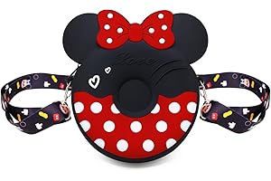 TOPWAYS Little Mouse Ear Bow Crossbody Purse, Cute Cartoon Silicone Mini Kids Coin Purse, Cartoon Messenger Bag with Adjustable Strap Length for Children Gifts Birthday Gifts