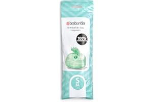 Brabantia Worki na śmieci PerfectFit, biodegradowalne, zielone, Rozmiar S, 6L, 10 szt Zielony