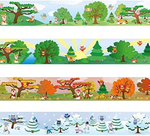 Wandkings border "Owls and Foxes" Length: 600 cm, self-adhesive, for children's rooms