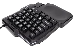 TOPIKY Tastiera da Gioco a Una Mano, Tastiera da Gioco a 35 Tasti Meccanica, Tastiera a Una Mano Nera con Poggiapolsi Largo Impermeabile per Giochi per Computer Mobili