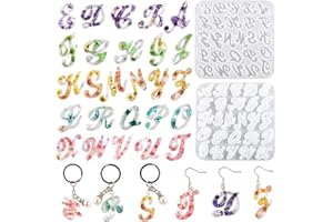 Weenkeey Alfabeto resina stampi lettera invertita portachiavi stampi fantasia lettera epossidica resina stampi di colata per artigianato fai da te gioielli orecchini ciondolo portachiavi