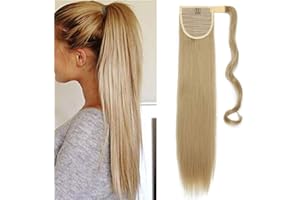 ‎SILK-CO Ponytail Extensions Pferdeschwanz Haarverlängerung Haarteil Clip in Zopf Extensions Synthetische Haare wie Echthaar Glatt 26"(65cm) Blond 100g