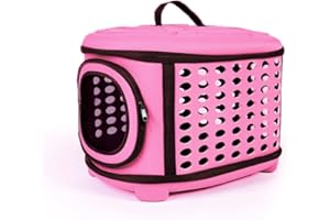 EASY JOY Caisse de Transport Chat, Sac à Dos Chat Transport pour Petit Chien avec Ouverture Supérieure, Valise pour Chat avec Matelas, Panier Transport Chat Respirant, pour Voyage en Train/Voiture(Rose)