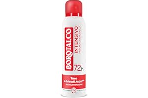 Borotalco, Deodorante Spray Intensivo, Formula Senza Alcool e con Talco a Cristalli Attivi, Ipersudorazione, Profumo di Borotalco, 72h di Efficacia - 1 Flacone da 150 ml