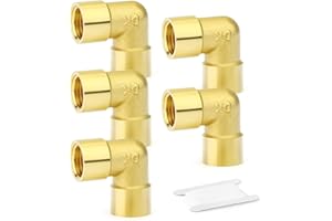 GASHER 5 Pièces 90 Degree Barstock Street Elbow, 1/4 Inch BSP Female Pipe to 1/4 Inch BSP Female Brass Pipe Fitting