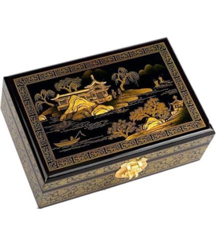 Vintage Petit Coffre Au Trésor Décoratif, Boîte à Bijoux Vintage, étui De Rangement En Bois, Organisateur De De Serrure à Bijoux En Bois, Coffret à Bijoux Vintage Pour Femmes(Pièce De Cuivre