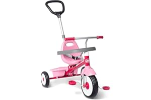Radio Flyer 3-en-1 Tricycle de balades, Tricycle Rose pour Tout-Petits de 1,5 à 5 Ans