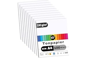 perfect ideaz - 100 Blatt Tonpapier DIN-A4, Weiß, 130 g/m², made in Germany, Blauer Engel zertifiziert