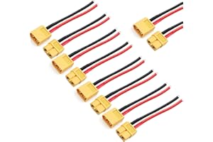 ZHOFONET XT60 Plug Connector, 5 Paires XT60 Connecteur Femelle mâle avec 14awg 10cm Fil de Silicone pour Batterie Lipo RC Jouet