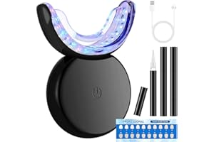 VOHESEA Teeth Whitening Kit de blanchiment des dents professionnel pour blanchir les dents et éliminer les taches dentaires - 32 LED - Kit de blanchiment des dents - Avec 3 gels blanchissant rapide - 16