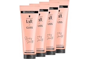 ‎TAFT Taft x Gliss Glättungscreme Sleeky Smooth (4x 150 ml), Styling Creme für glattes Haar ohne Glätteisen, mit zusätzlichem Föhn- und Anti-Frizz-Schutz