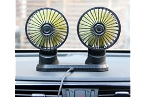HITOPSELLER® F404 Doppio Ventilatore da Auto e Tavolo con Presa USB, con Adesivo, orientabile, a 3 velocità, Diametro 10 cm