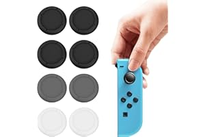XIELBIS 8PCS Replacement Button Caps for Switch Joycon,Thumbsticks Protector Covers for Switch/Lite,Silicone Protective Caps for Joystick 3D Grips Caps & Enhanced Gaming Comfort（Black, Gray, White）