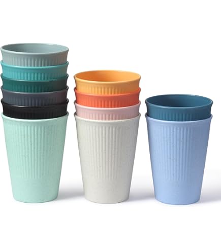 12er Set Mehrweg Kunststoffbecher & Kunststoffteller Trinkbecher Plastikteller E - Foto 12