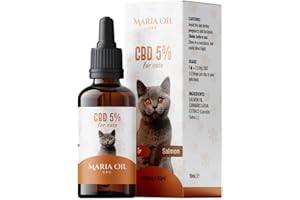 MARIA CBD OIL Calmante per gatti Puro Olio di CBD e Canapa - 100% Naturale, Puro Aroma Manzo Tranquillante, (salmone) Contagocce elimina ansia, nausea e stress,per viaggi, visite veterinarie e solitudine
