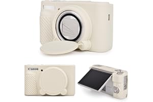 MUZIRI KINOKOO Silicone Case for Canon PowerShot SX740 SX730 HS Camera - Soft Rubber SX730 SX740 HS Protective Case with Removeable Lens Cover - Slim Fit SX740 sx730 HS Case - Off-Whitee