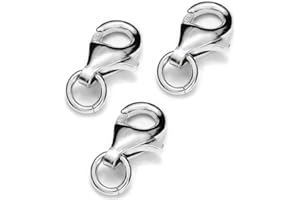My-Bead 3 pezzi chiusura moschettone 11mm argento 925 con anelli di salto 3mm DIY