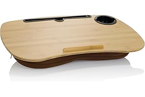 hjh OFFICE Comfiap 830057 Coussin pour Ordinateur Portable avec Barre de Fixation antidérapante Marron 55 x 34 cm