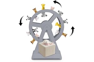 Pinkunn Ferris Wheel Shelf Compatible with Tonies 360° Magnetic Floating Shelves Wooden Magnetic Shelf Compatible with Tonie Box and Figures Storage Hold 50-70 Character for Room Decor(Midnight Grey)