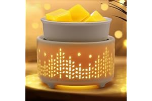 Maromamix Ceramic Wax Melts Warmer–Electric Candle Wax Warmer for Scented Wax PTC Heating Wax Burner Fragrance Wax Melter with 7 Colors Light Gift & Decor (7 Colors Halo)