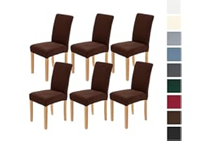 AngLink Stuhlhussen 6er Set Braun - Stretch Stuhlbezug Waschbar Langlebig Universal Stuhl Hussen für Bankett Hotel Küche Restaurant Haus Hochzeit Deko