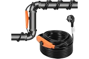 Fiqops 4m Cavo riscaldante antigelo con termostato 64W 230V IP68, cavo di protezione antigelo per riscaldamento tubi con interruttore automatico, nastro riscaldante per tubazioni domestiche, piscine