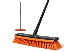 Newthinking Escoba de jardín resistente para exteriores, cepillo de patio con cabezal de cepillo de cerdas duras de 19.7 pulgadas, cepillo de barrido rígido grande para limpiar jardín, patio, entrada