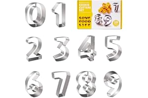 CTCEHL Formina per biscotti numero,Grande Tagliabiscotti 0-9 numeri,Set di formine per biscotti a forma di numero,Tagliabiscotti a forma di numero,Per biscotti,Cottura al forno,Decorazione di torte,Fondente