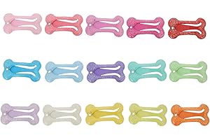 FRCOLOR Clip per Capelli per Cani 15 Pezzi Accessori per Capelli per Animali a Forma di Osso 1 Pollice Multicolore per Uso Quotidiano E Occasioni Speciali