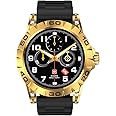 Swiss Military Dom 2 Smart watch, Receive & Make Calls, Heart Rate/BP/Oxygen Level Monitoring, IP67, Battery Life 5to7 Days, Compatibility: IOS/Android, Yellow Gold Frame:Silicon Black Belt
