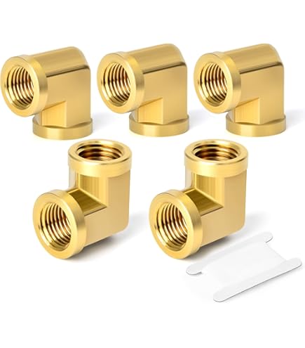 2-Pack 90 Degree Barstock Street Elbows - 1/2" NPT Male To Female Brass Pipe Fittings