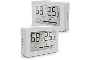 PITASHA Termómetro Higrómetro Digital de interior Mini, Medidor de Temperatura para Medición de Temperatura y Humedad del Casa Ambiente, con ℃/℉ seleccionable, indicador de confort (BLANCO - 2 PIEZAS)