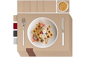 ‎SMØLA smøla 12-teiliges Premium Filz Tischset inkl. Untersetzer I Platzset Abwaschbar Beige I Platzset Abwischbar, Platzdeckchen Set mit Filzuntersetzer für Teller, Gläser I Tischdeko Frühling, Sandbeige