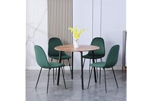 ‎GOLDFAN GOLDFAN Runder Esstisch mit 4 Stühlen Tisch Holz mit Metall Tischbeine Rund Esstisch und Samt Esstischstühle Geeignet für Esszimmer Wohnzimmer Büros,90cm