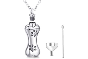 Friggem Serce kremacja biżuteria naszyjnik dla popiołów psa, srebrny urna naszyjniki sowa wisiorek medalion na popiół pies pamiątka biżuteria urny prezenty urok, medalion serce wisiorek z zestawem do napełniania