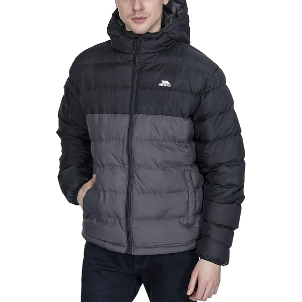Veste Parka Homme Trespass Noire Taille L - Imperméable, Capuche, Poches Zippées