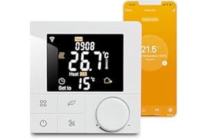 Thermostat Chaudiere Gaz Connecté Thermostat Chauffage Numérique, Vaconoff Chauffage Au Sol Thermostat Chambre Thermostat Smart Home Thermostat, Alexa/Google Assistant/Tuya WLAN App Compatible 3A