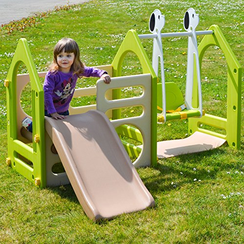 LittleTom Playhouse with Slide + Swing + Climbing walls | play Gym made of plastic for little Children 1-6 years | for indoors and outdoors | multicolor Beige Green Brown reviews LittleTom Playhouse with Slide + Swing + Climbing walls | play Gym made of plastic for little Children 1-6 years | for indoors and outdoors | multicolor Beige Green Brown
