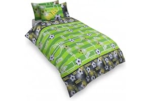Velosso Football Pitch Kids Childrens Bedding Set with Pillocases Footy Stadium (King)