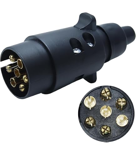 BEIJISTAR Kit Fiche Prise Remorque 7 Broches Métal 12V - Connecteur Étanche Avec Joint Et Support Pour Caravane Et Remorque