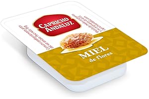 CAPRICHO ANDALUZ Miel de Flores Caja con 72 Unidades en Monodosis de 15gr– Untable con un Tamaño Práctico y Cómodo, Ideal para Uso Individual y Consumo Diario.