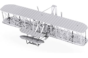 Fascinations MMS042 Metal Earth Metallbausätze - Flugzeug Wright Brothers Airplane, lasergeschnittener 3D-Konstruktionsbausatz, 3D Metall Puzzle, DIY Modellbausatz mit 1 Metallplatine, ab 14 Jahre