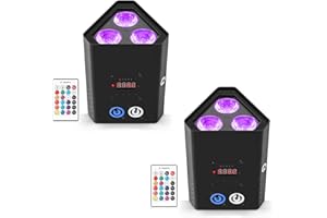 PUZILOZA 2 Stücke 54W Akku LED Par Scheinwerfer Strahler, Wiederaufladbarer Batterie RGBWA+UV DMX-6/8/10CH Bühnenlicht mit Fernbedienung/APP für DJ Disco party Bar Hochzeit Geburtstag(De Lagerhaus)